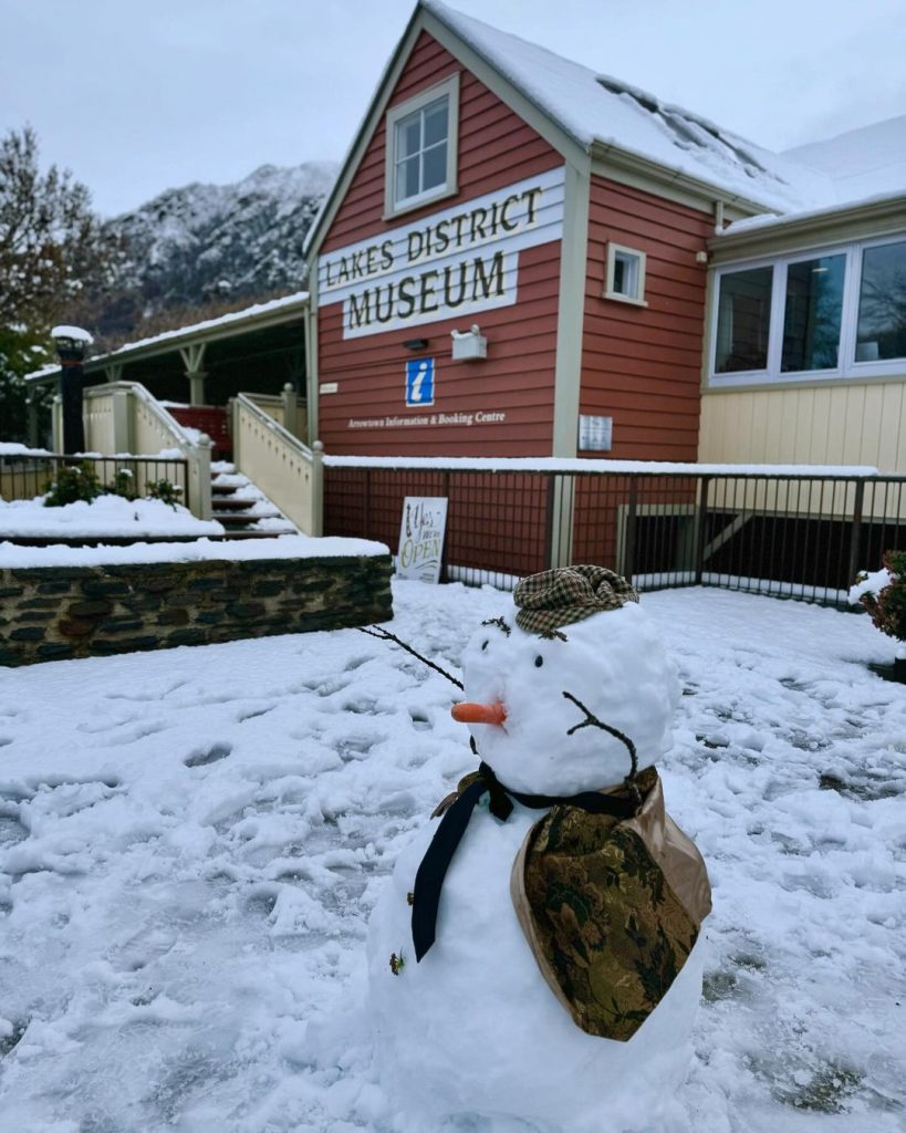 Lakes District Museum snowman winter Arrowtown